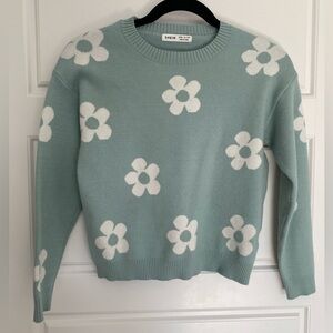 Mint Green Floral Sweater NWOT